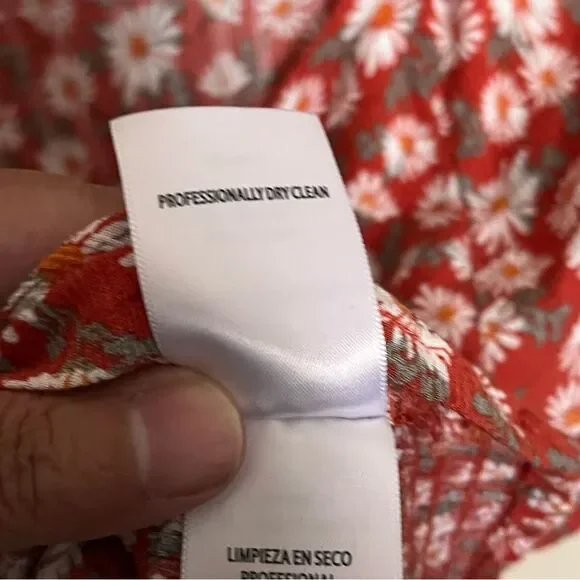 Idyllwind Brick Red Bay Cove Floral Crop Peasant Top Shirt Blouse Size Large - Picture 10 of 12